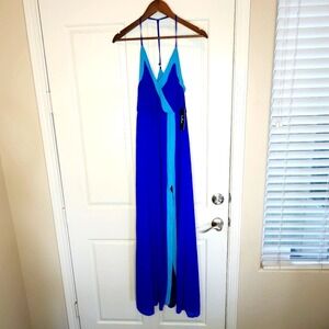 Lulu's Bright Side cobalt blue color block maxi dress, XS, NWT